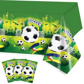 PHOGARY Pack of 3 Tablecloths, Football, Plastic Tablecloths, Rectangular Football Tablecloths for Boys and Football Fans, Football Party Accessories, Football Decoration, World Cup Fan Party, 137 x