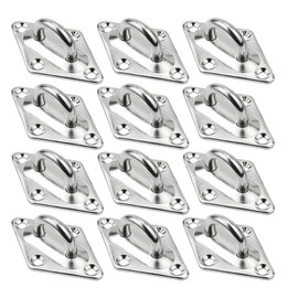 Kellegour Eye Plates, Stainless Steel, M5 Stainless Steel Cover Plate, Pack of 15, 304 Eye Plate Hooks Holds, for Hanging Items, Awnings, Deck Plates