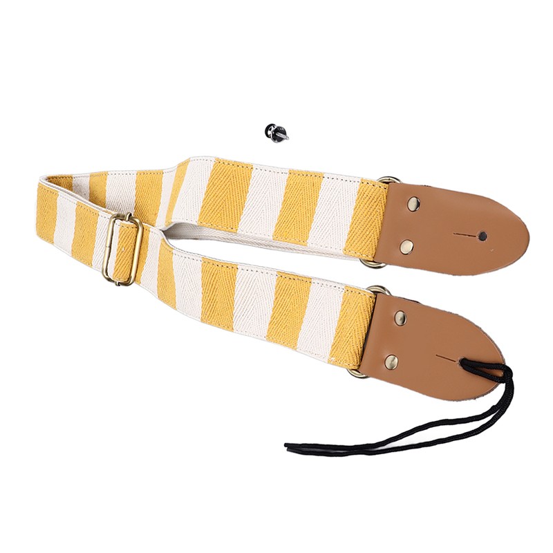 Guitar Strap Stylish Stripe Pattern Thickened Cotton Leather Adjustable Guitar