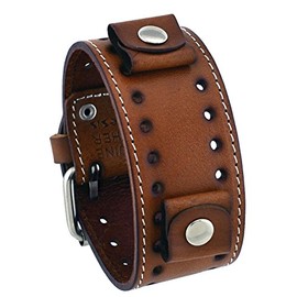 Nemesis STH-B 22 Lug Width Brown Wide Leather Cuff Wrist Watch Band