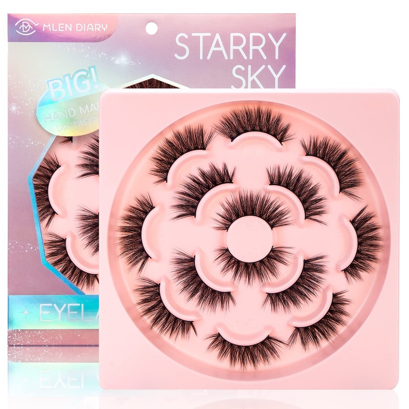 False Eyelashes, 7 Pairs, 4D Fake Lashes, Natural False Eyelashes,