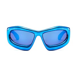 laureles Oversized Women's Y2K Sunglasses Blue Red Cat Sunglasses Men Vintage Driving Punk Sun Glasses (Blue)