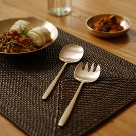 Notdam [Department Store Gift Packaging] Bangjja Yugi Serving Spoon + Serving Fork Set / 놋담 [백화점 선물포장] 방짜유기 서빙스푼+서빙포크 세트