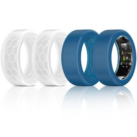 4 Pack Ring Protector Compatible with Ultrahuman Ring AIR, Upgraded Anti-Scratch Elastic Cover for Working Out Women Men (Clear*2+Navyblue*2, M for 11-14)