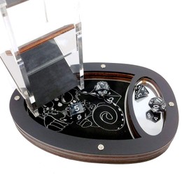 C4Labs - 8"x5" Padded Vegan Leather Oval Dice Tray - Sleeping Dragon (Black)