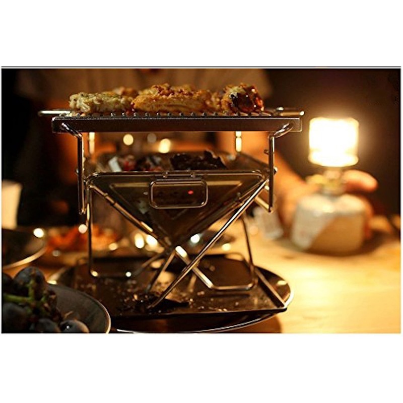 CAMPINGMOON Tabletop Small Charcoal Grill Mini Portable Fire Pit 9.65-inch