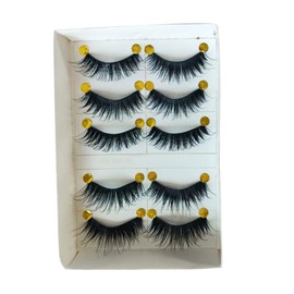 LALAFINA 5pairs Thick Cross Fake Eyelashes Natural Look Faux Lashes for Party Daily Use Soft Comfortable Makeup Tools Volume Eye Lashes Extensions