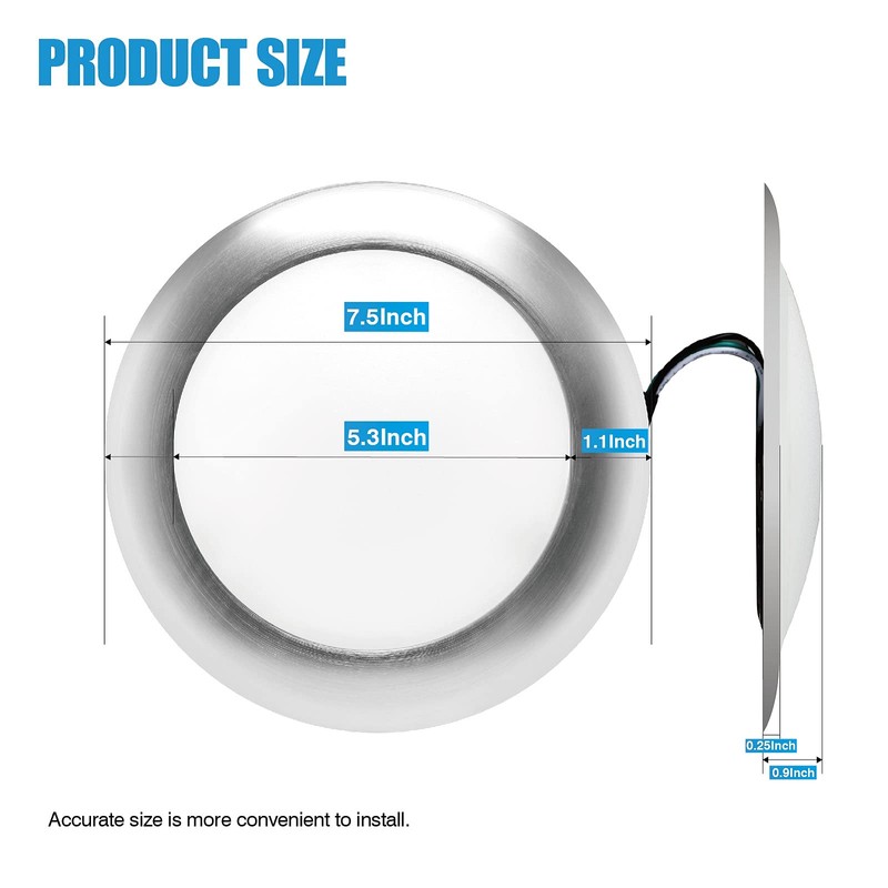 ECOELER 6in LED Flush Mount Disc Light, 16.5W Dimmable Ceiling
