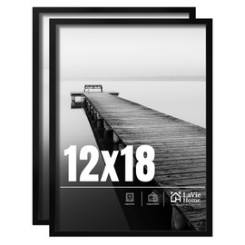 LaVie Home 12x18 Picture Frame 2 pack, Display Pictures 12 x 18 Poster Frame, 12x18 Black Photo Frame with HD Plexiglass, Display Frame for Vertical or Horizontal, Classic Collection