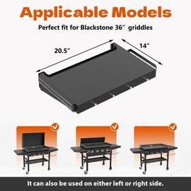 PHYPOBLE Foldable Griddle Side Shelf for Blackstone 36" Griddles, Griddle Replacement Parts for 36 Inches Blackstone Griddles with Paper Towel Holder, 4 Utensil Hooks & Magnetic Tool Holder