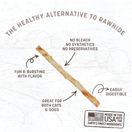 Earth Animal No-Hide Stix Peanut Butter Recipe Natural Rawhide Alternative Dog & Cat Chews | 20 Count Pack of 1