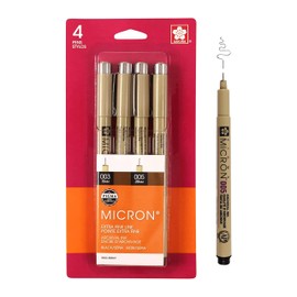 SAKURA Pigma Micron Fineliner Pens - Archival Black and Brown Ink Pens - Pens for Writing, Drawing, or Journaling - Black and Brown Colored Ink - 003 and 005 Point Size - 4 Pack