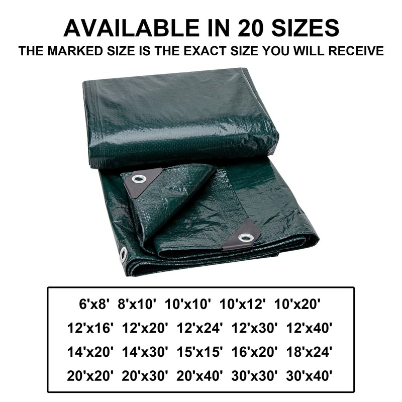 CARTMAN Finished Size 8x10 Feet Waterproof Green Tarp 8 Mil
