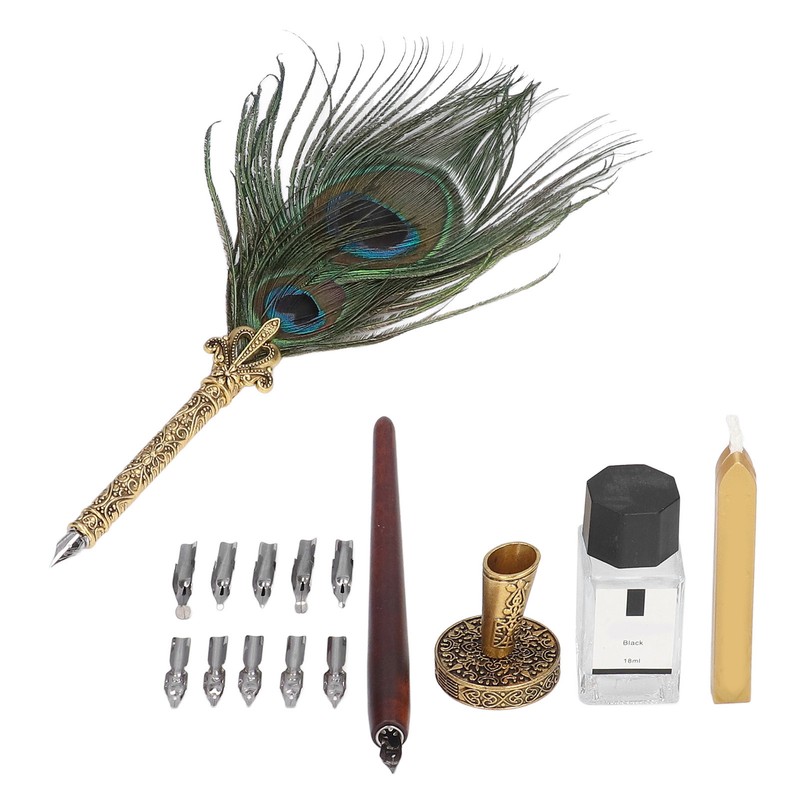 Feather Pen Exquisite Pattern Quaint Texture Comfortable Grip Stainless Steel