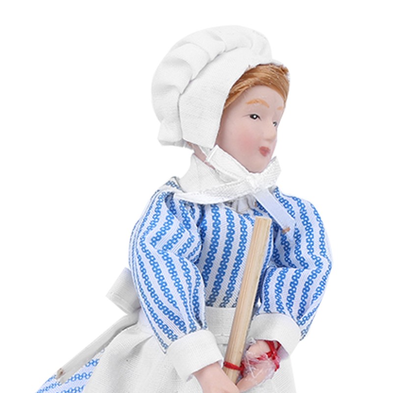 Dollhouse Miniature Porcelain Doll Model Ornament Doll Chef Man Servant