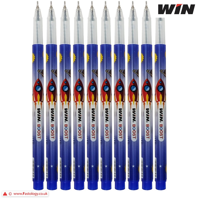 WIN Boost-ST Gel Pens, BLUE, 0.7mm Fine Point, Pack of