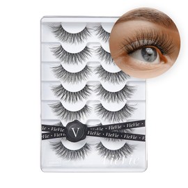 VieVie False Lashes Strip Fake Eyelashes Natural to Dramatic Look Faux Mink Eye Lash Lightweight Wispies 7 Pairs