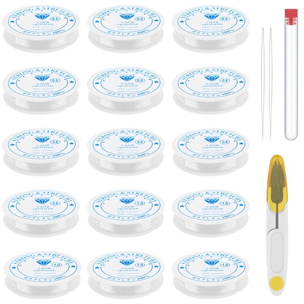 15 Rolls String for Bracelet Making, Clear Bracelet Elastic String,
