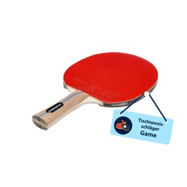 HUDORA Tischtennisschläger Game - hochwertiger Ping Pong Paddle mit ITTF KARATE-Turnierbelag - Tischtenniskelle für Einsteiger & Profis - komfortabler Table Tennis Schläger aus Holz