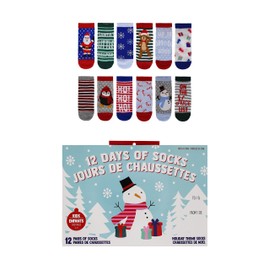 Gertex Kids Holiday Sock Advent Calendar | 12 Days of No Show Socks | Sock Size 7-9
