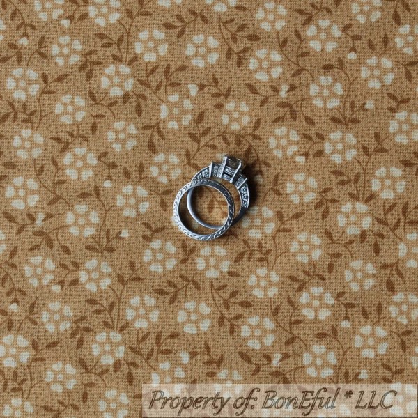 Signature BonEful Fabric FQ Cotton Quilt Brown Tan White Flower