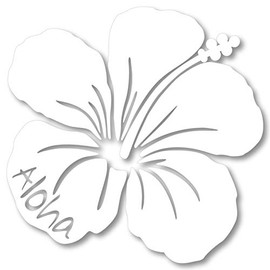 nc-smile Hawaiian Sticker Hibiscus Aloha (A, White)