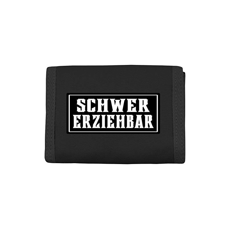 Spaß Kostet Purse with Sew-On Sayings, Hard to Educate, black