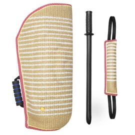 Dog Bite Training Set Dog Bite Sleeve Arm with Whip Agitation Stick, Professional Dogs Agility Training Equipment Protection for Biting, Dog Bite Pillow Tug Toy, Interactive K9 Pitbull German Shepherd