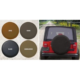 Sierra Offroad Spare Tire Cover 36"-37" inch - Tire Cover Fits Jeep, SUV, and Trucks - Denim Vinyl, Spice