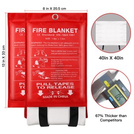 Emergency Fire Blanket for Home Kitchen – 2 Pack 3.3x3.3ft Fiberglass Suppression Flame Retardant Safety to Smother Fire Blanket Extinguisher Survival Kit for Home Office Fireplace A Kitchen Fire