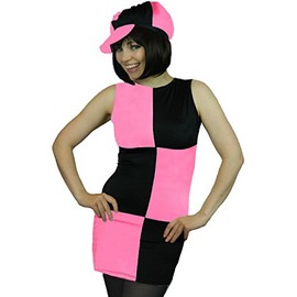 Yummy Bee - 60s Fancy Dress for Women - Disco Mini Dress Fancy Dress Costume - Cap - Plus Size Costumes (Pink,8)