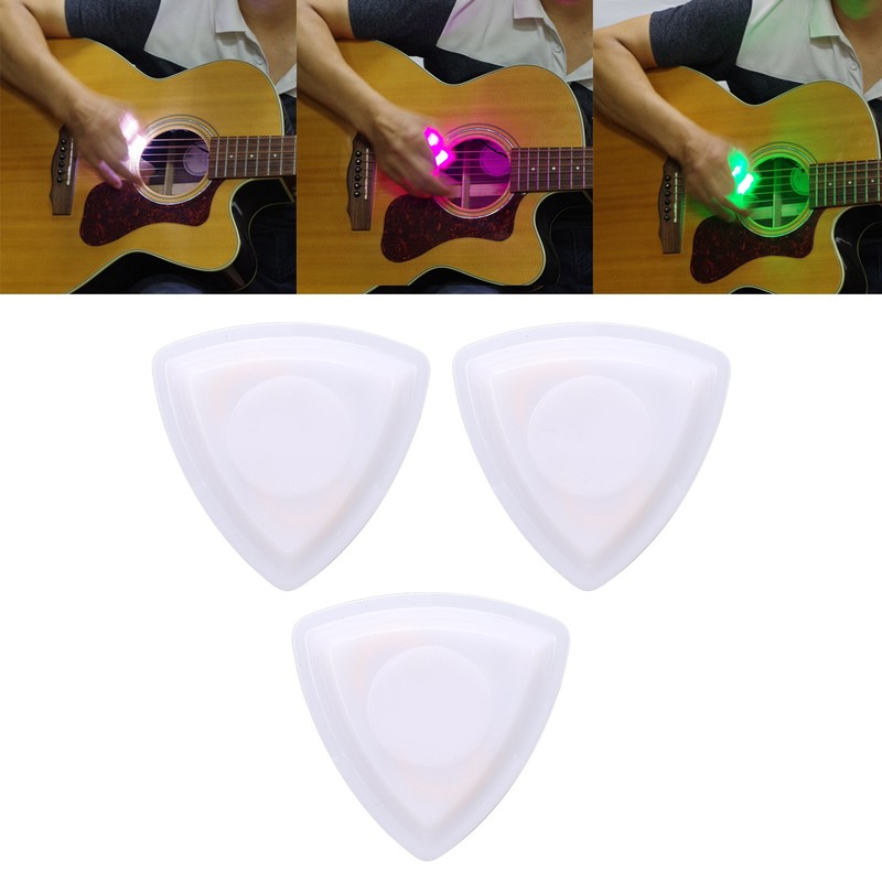 3 Pcs LED Guitar Pick White Green Purple Light Up