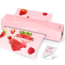 Crenova A4 Laminator Machine 4 in 1 Personal Desktop Hot & Cold with 10 Laminating Pouches No Bubbles 9 Inch Thermal Laminator for Home Office School Business Use Pink
