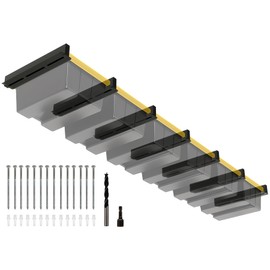 Eastrexon 6-bin Overhead Garage Storage Rack, Ceiling Storage Racks Heavy Duty, Powder Coated Tote Storage Rack for Garages, Sheds, Storerooms (7 PCS, for 6 Bins)