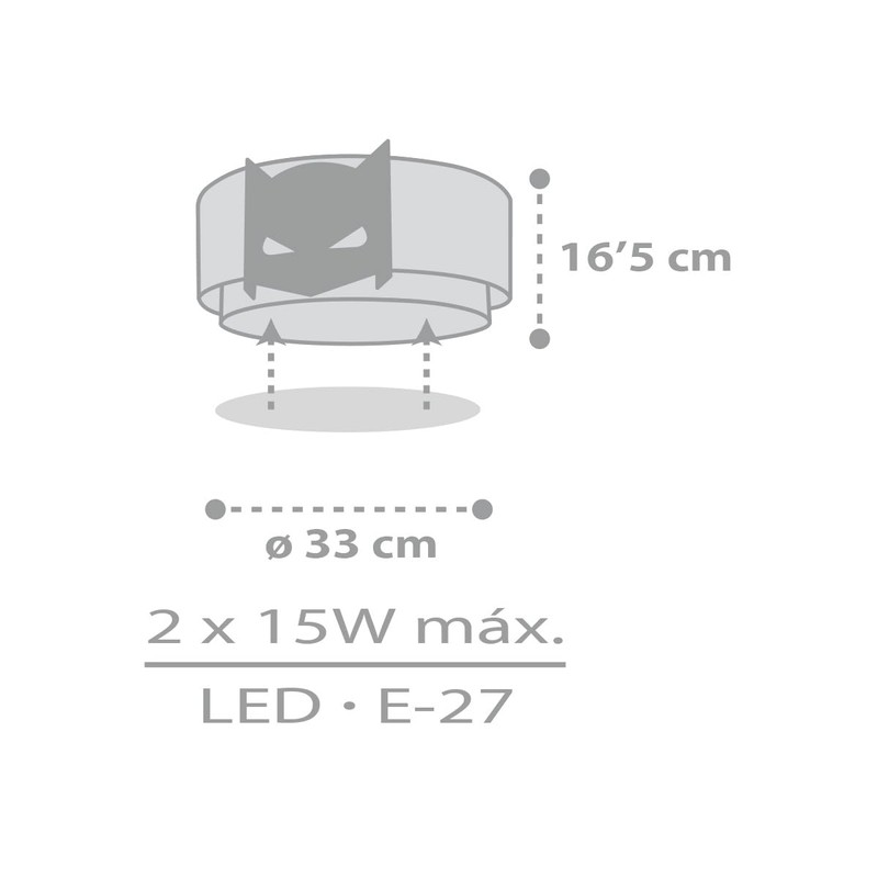 Infantil Dark Hero Superhero Ceiling Light for Kids Black