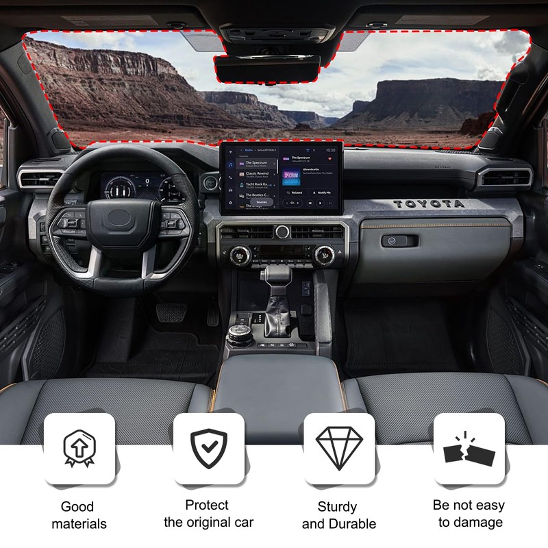 Foldable Windshield Sunshade with Suction Cup Compatible with Toyota Tacoma