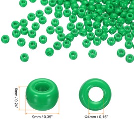 QUARKZMAN Pack of 1000 Green Beads Set Pony Beads Bracelets 6 x 9 mm Acrylic Bulk Plastic Barrel Beads for Necklace Key Ring Jewellery Making Earring Hair Braiding