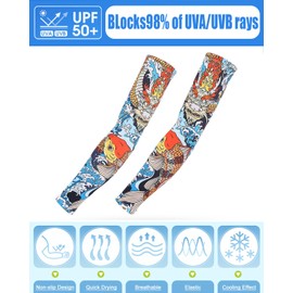 M-YOUNG UV Sun Protection Arm Sleeves for Men & Women Cooling Tattoo Gaming Arm Sleeve Gift (Dragon)