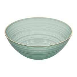 Restaurantware Plastic Bowls 100 Pcs 16 oz Gold Rimmed Disposable Soup Bowls Heavy-Duty Green Translucent Rippled Dinnerware Containers for Party, Desserts, Salads, Snacks, and Catering
