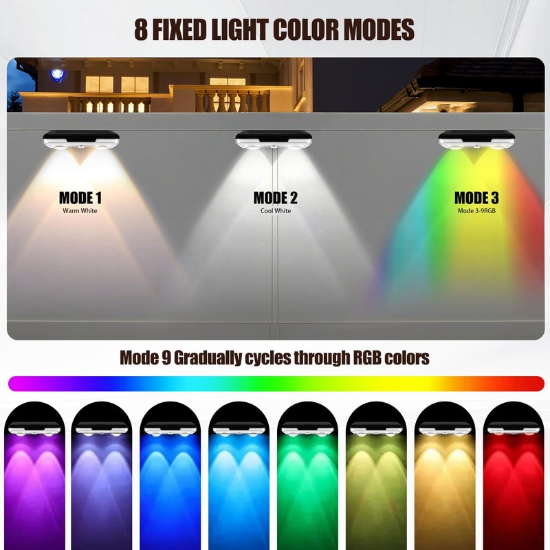 Hobychild Solar Fence Lights Outdoor，8 Pack IP65 Waterproof Fence Lights
