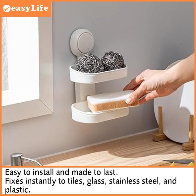 Easylife Instant Fix Double Layer Plastic Soap Dish (H19 x