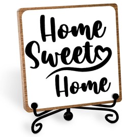 Funny Home Decor, Home Sweet Home Sign, Cute Home Gifts for Women Men, Housewarming Gifts for Family, Wooden Plaque for Living Room, Home, Desk Cubicles