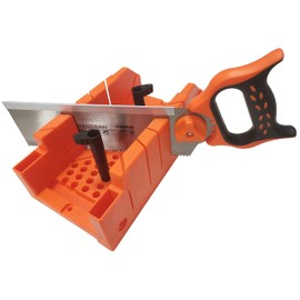 ACEgoes 12" Miter Box with Saw Included, Reinforced Steel Back Saw for Accurate Cutting, Preset 90 45 22.5 and 0 Degree Cuts, 4-1/2in x 3in (width x Height) Cutting Capacity