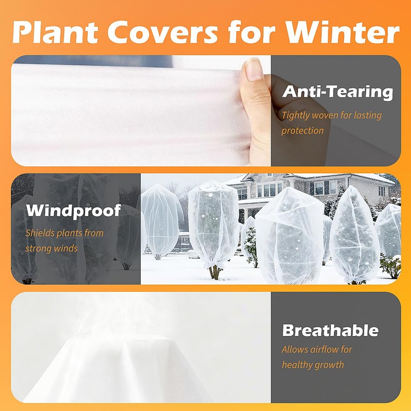 Agfabric Plant Covers Freeze Protection 72"x72"x12" 0.9oz Freeze Cloths for