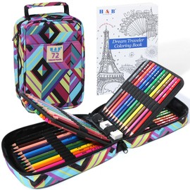 Roleness Oil Based Colored Pencils, 72 Colors for Kids and Adults Coloring Book Set Professional Soft Lead Gift Sharpener Coloring Book Eraser with Storage Pouch