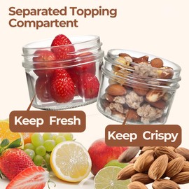 ComSaf 2-Pack 20 oz Overnight Oats Containers with Lids On-The-Go Dual-Laryer Yogurt Parfait Cups with Dry and Wet Separation Mason Jars for Chia Pudding Cereal Nut Fruit Meal Prep Salad