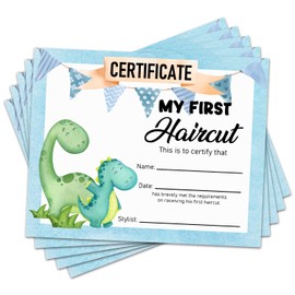 25 Dinosaurs First Haircut Certificates for Kid Boys Colorful Baby First Haircut Keepsake Certificate Milestone Marker First Haircut Award for Boy Kids Baby Girl 8'' X 10'' Blue - FS221