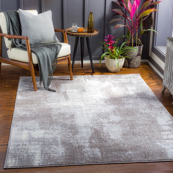 Livabliss Houda Modern Abstract Area Rug, 5'3" x 7'3", Silver