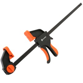 GreatNeck 59002 18 Inch Ratcheting Bar Clamp, 25.75 Inch Bar Clamp Spreader Distance, Quick Clamps for Woodworking, Rubber Jaw Pads, One-Handed Operation