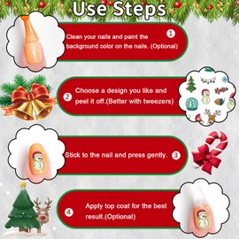 Cerlaza Christmas Decorations Nail Art Stickers Decals, 8 Sheets Self-Adhesive Stickers Nail Decals for Nail Art, 450 Pcs Holiday Nail Design Stickers for Women Girls Kids Xmas Gifts